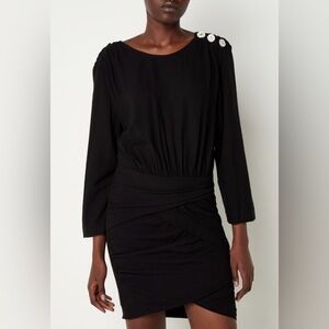 Ba&sh Robe Megan Mini Dress Black NWOT Size US L Retail $400